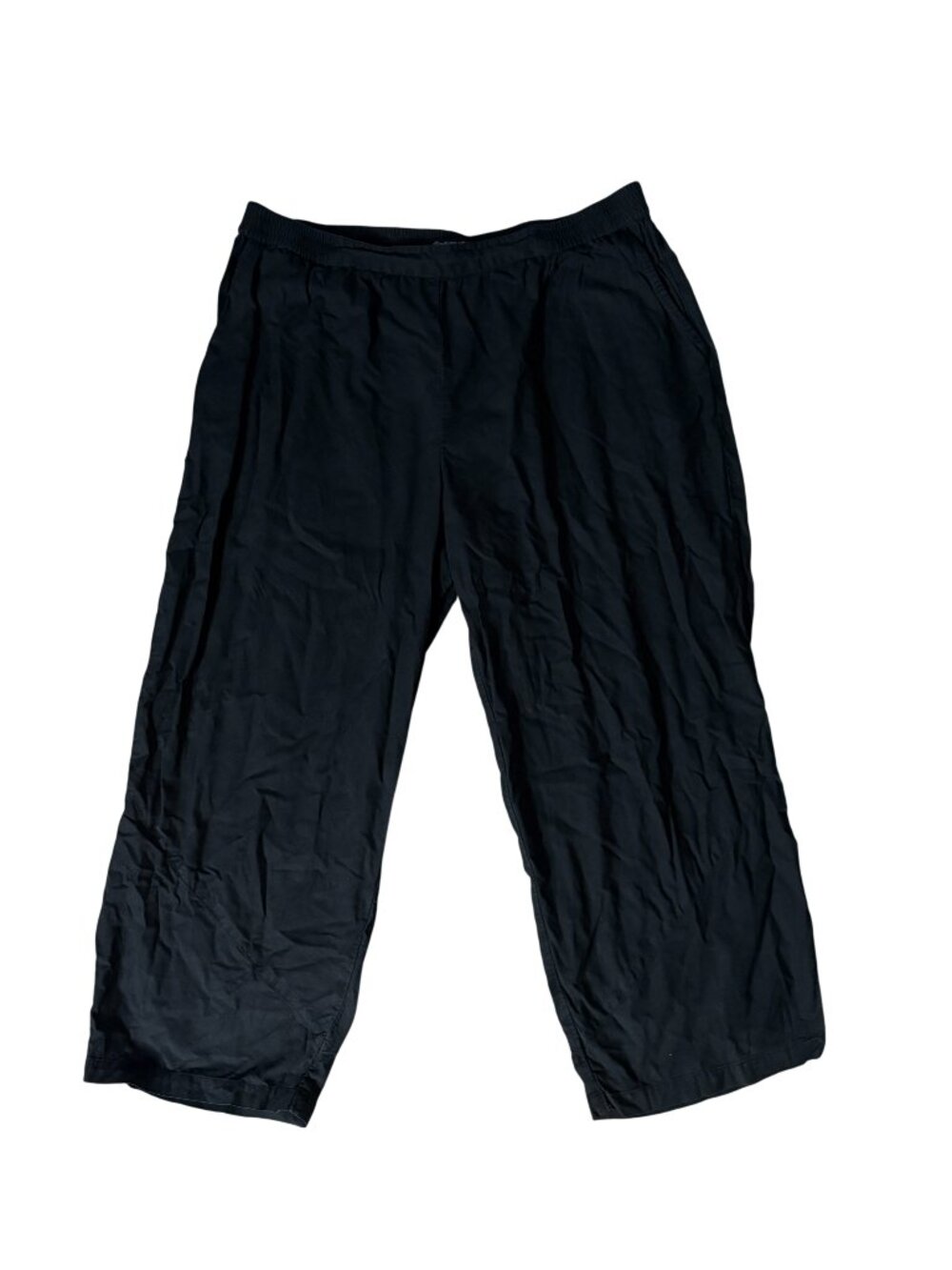 Gudrun Sjoden organic cotton black pants size XL tapered cropped lagenlook wide